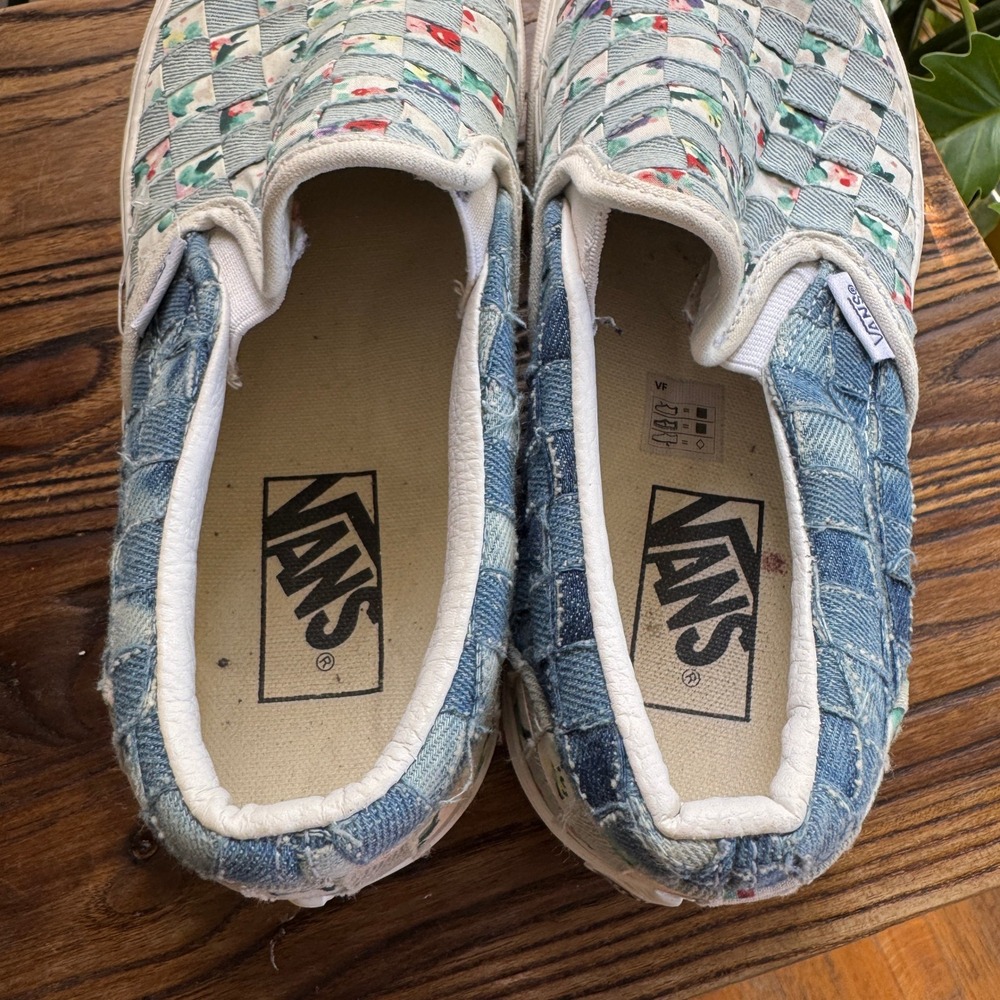 Vans Slip-On Stackform Woven Denim Floral Patchwork Platform Sneakers Womens 8 - Picture 7 of 8